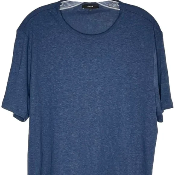 Vince Men's Slim Fit Linen & Cotton T-Shirt - Heathered Blue - L - Picture 3 of 10